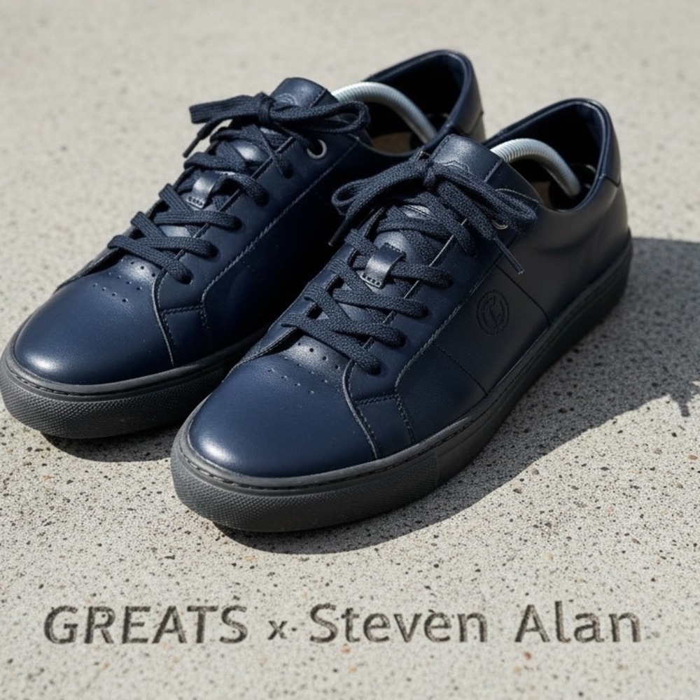 Greats x Steven Alan Royale Navy Leather Sneakers Mens 11.5 Portugal Low Top